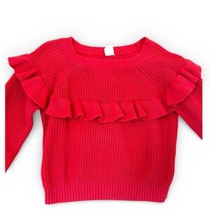Baby Gap Ruffle Shaker-Stitch Chunky Knit Sweater Bold Pink Toddler Girls Sz 4 T